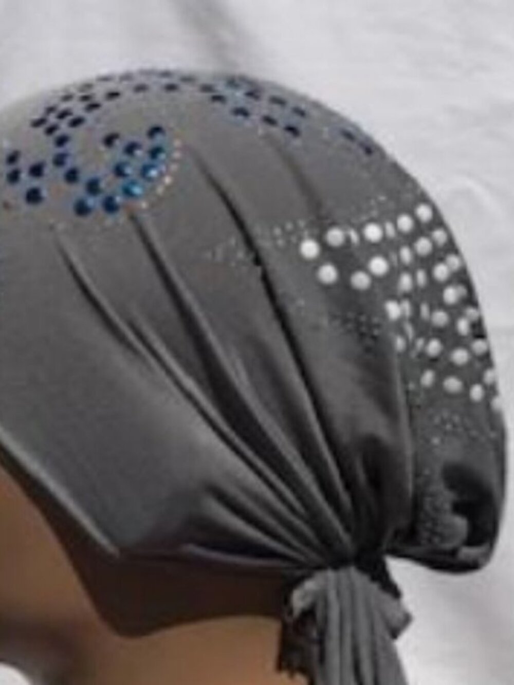 GREY Fancy Girl Chemo Stud Fashion Cap Slip On Bonnet Hijab Undercap #2